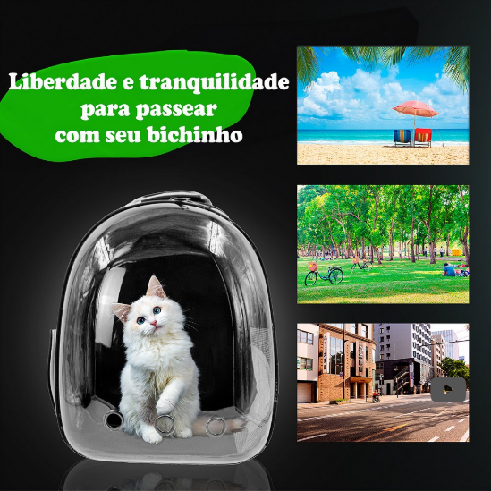 Mochila Pet Astronauta - Visão Panorâmica Gato Cachorro Cão Passeios