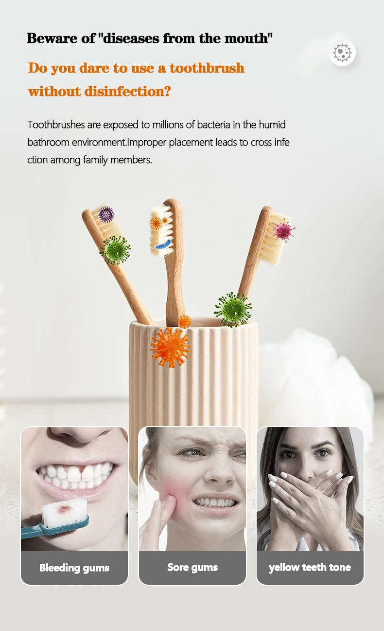 Suporte de escova de dentes Inteligente - UVC + UVA, organizador de escova de dentes elétrica